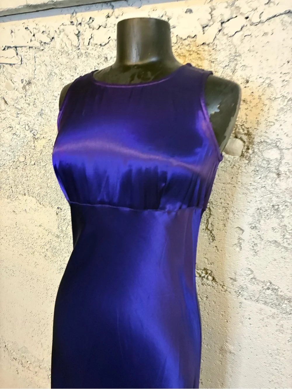 Purple Sleek Satin Evening Gown Vintage 90s - Picture 2 of 6